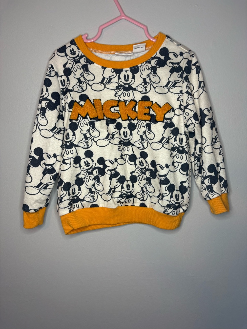 Mickey Character-Print Crewneck Sweater - White & Yellow